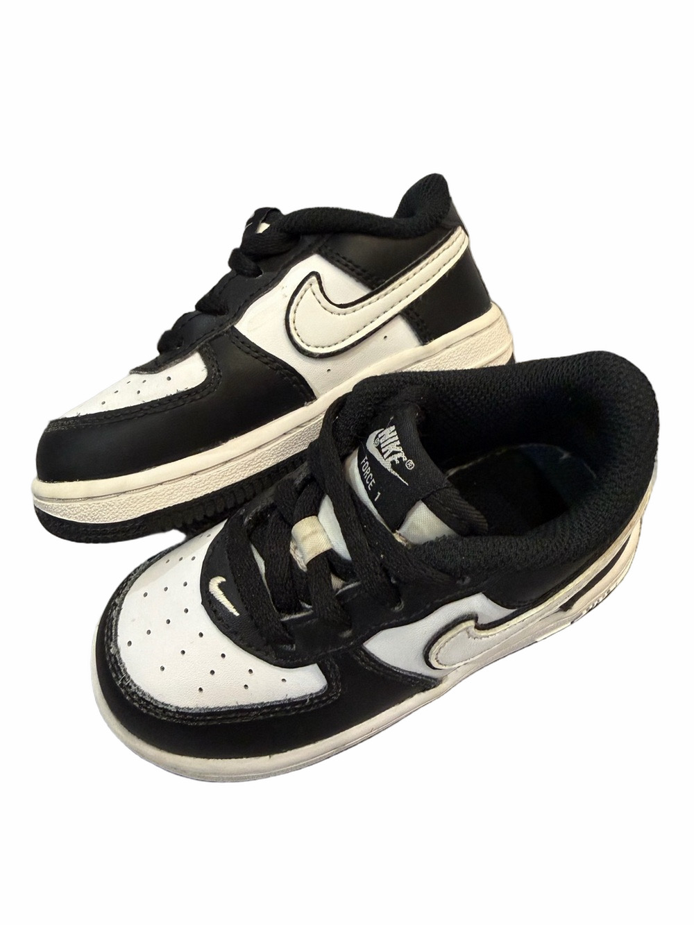 Nike Air Force 1 Black White Low-Top Sneakers Running Shoes Toddler 7 DV1624-001
